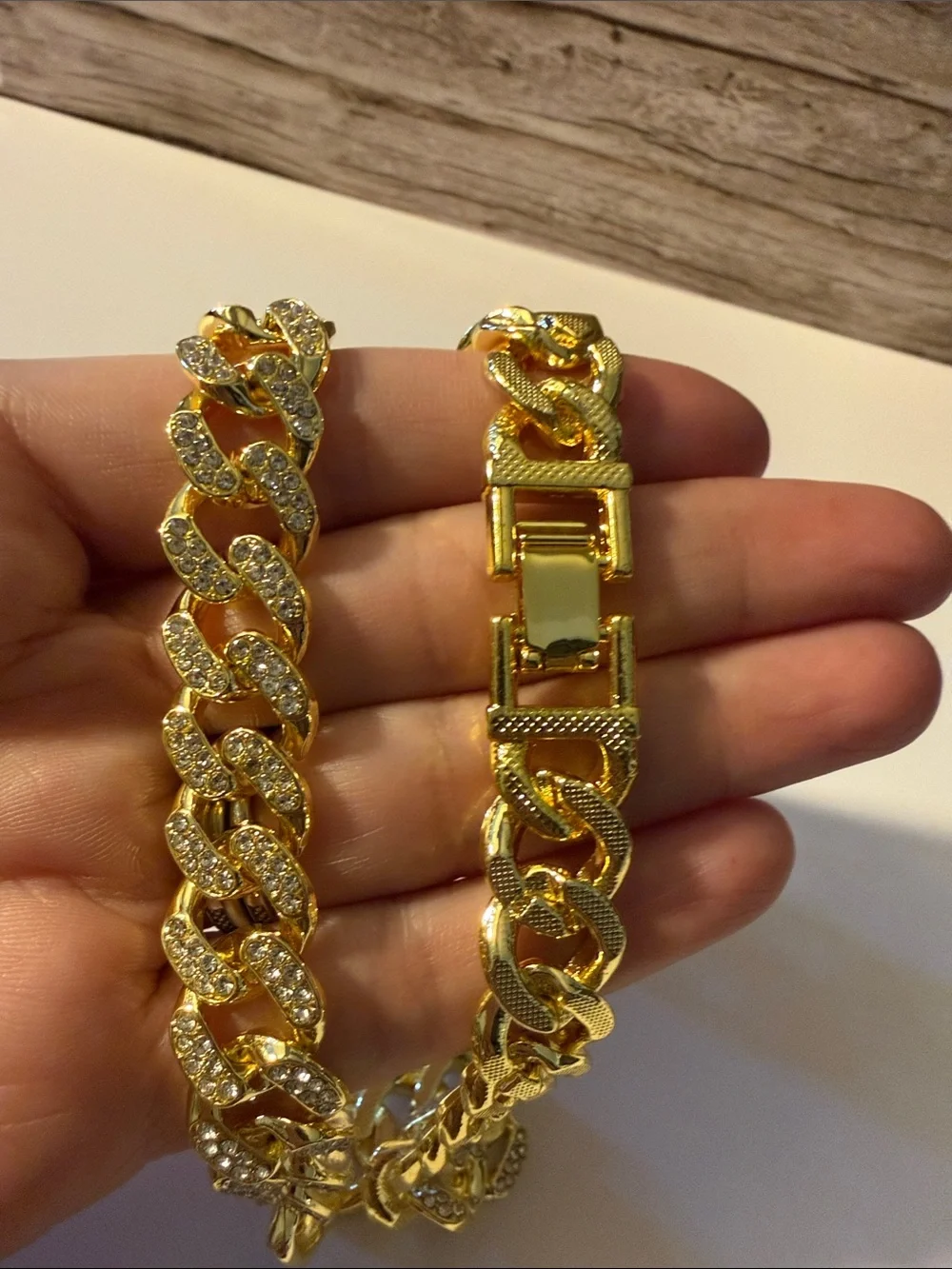 Men's Iced Out Gold Plated Diamond Cuban Link Chain Necklace